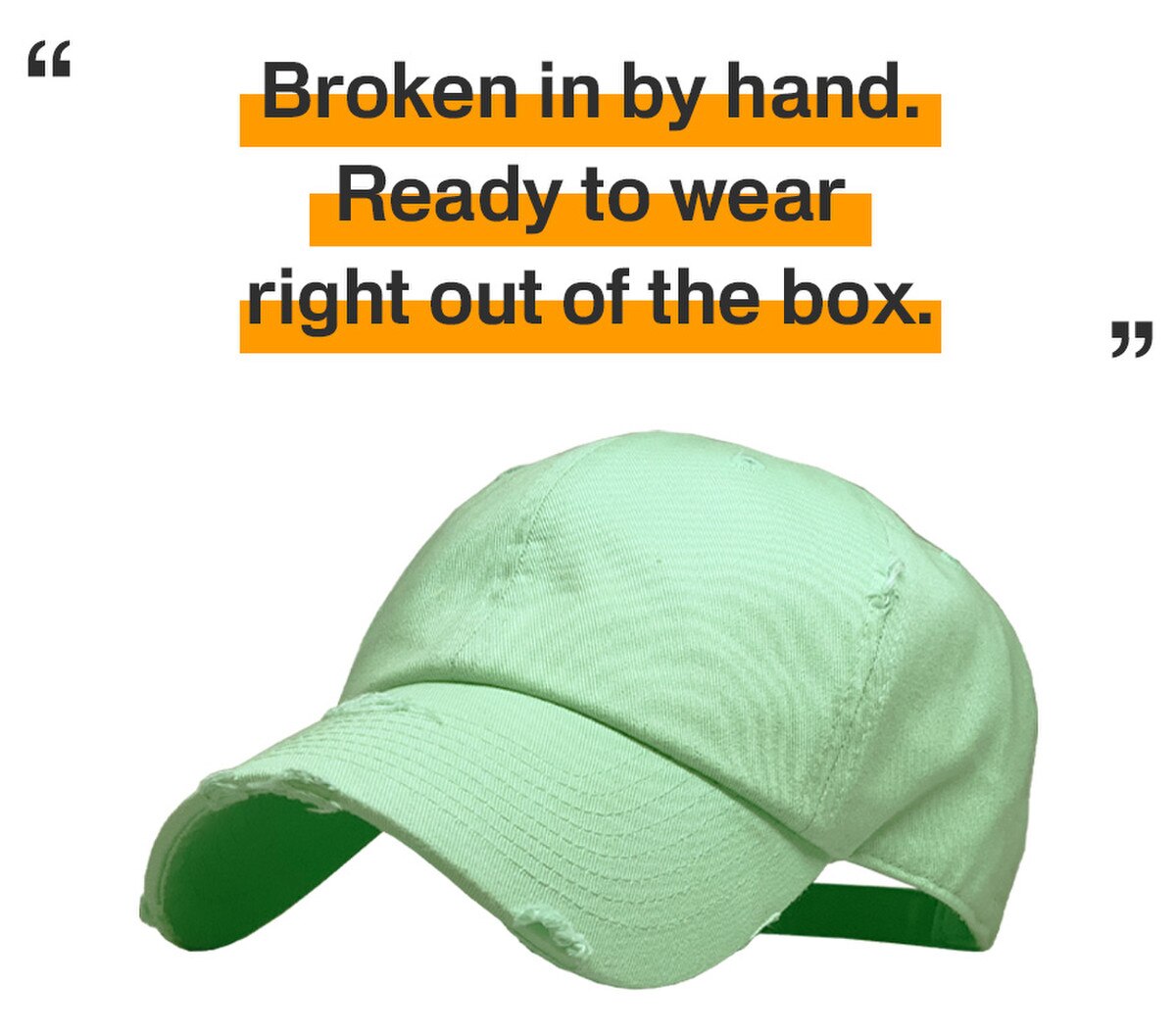 Pistachio Distressed Vintage Baseball Cap Front Side View